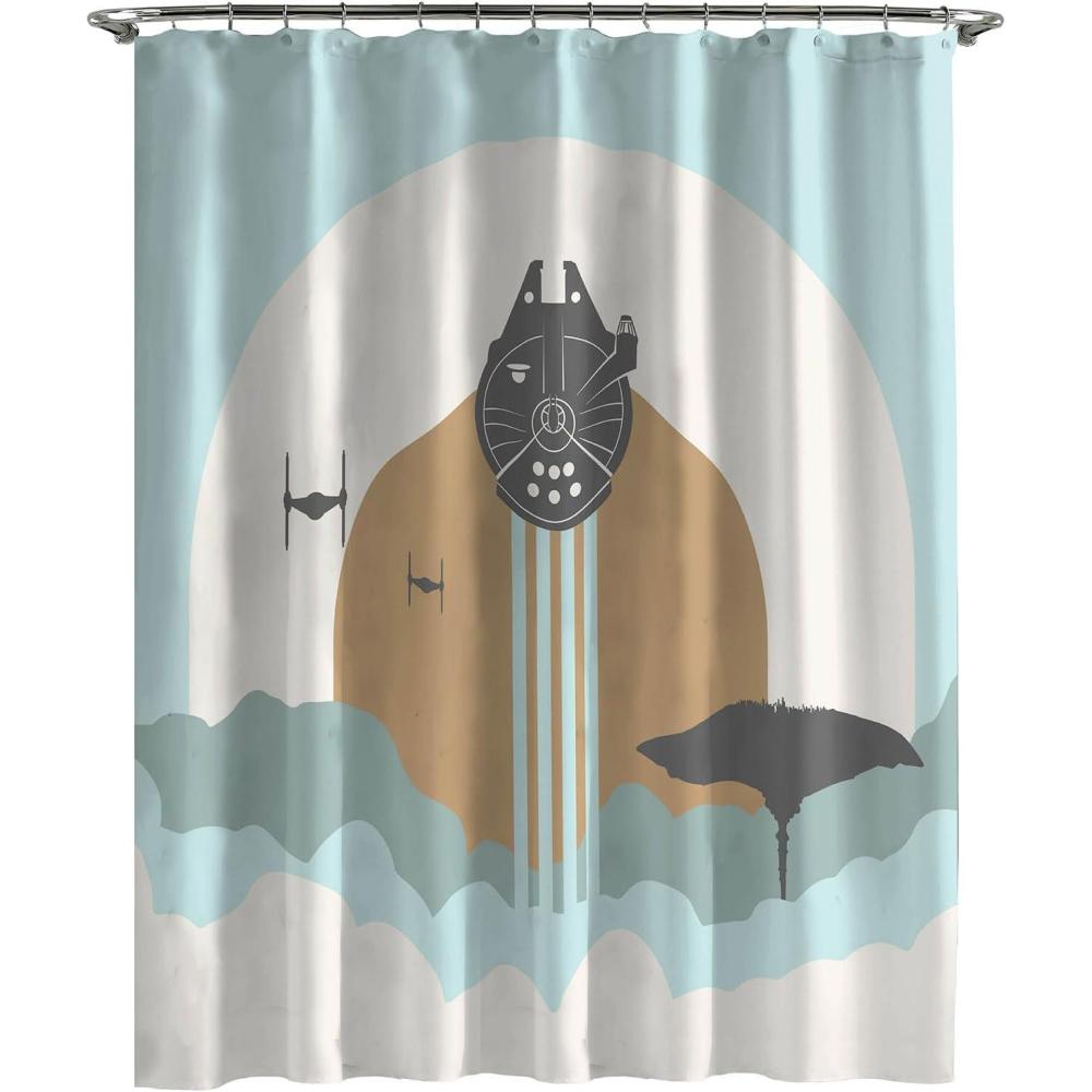 imageJay Franco Bluey and Bingo Fabric Shower Curtain Kids Teal Bathroom DcorMulti Star Wars