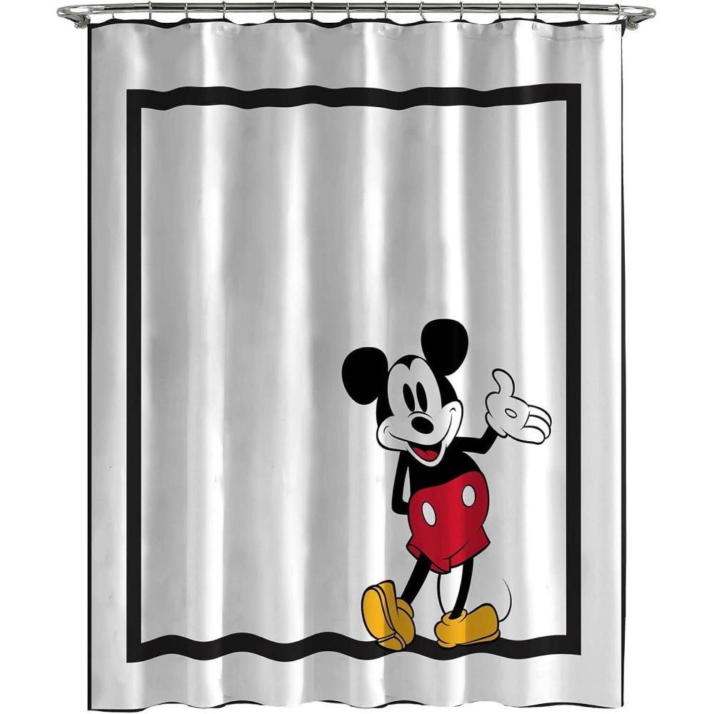 imageJay Franco Bluey and Bingo Fabric Shower Curtain Kids Teal Bathroom DcorWhite Mickey Mouse