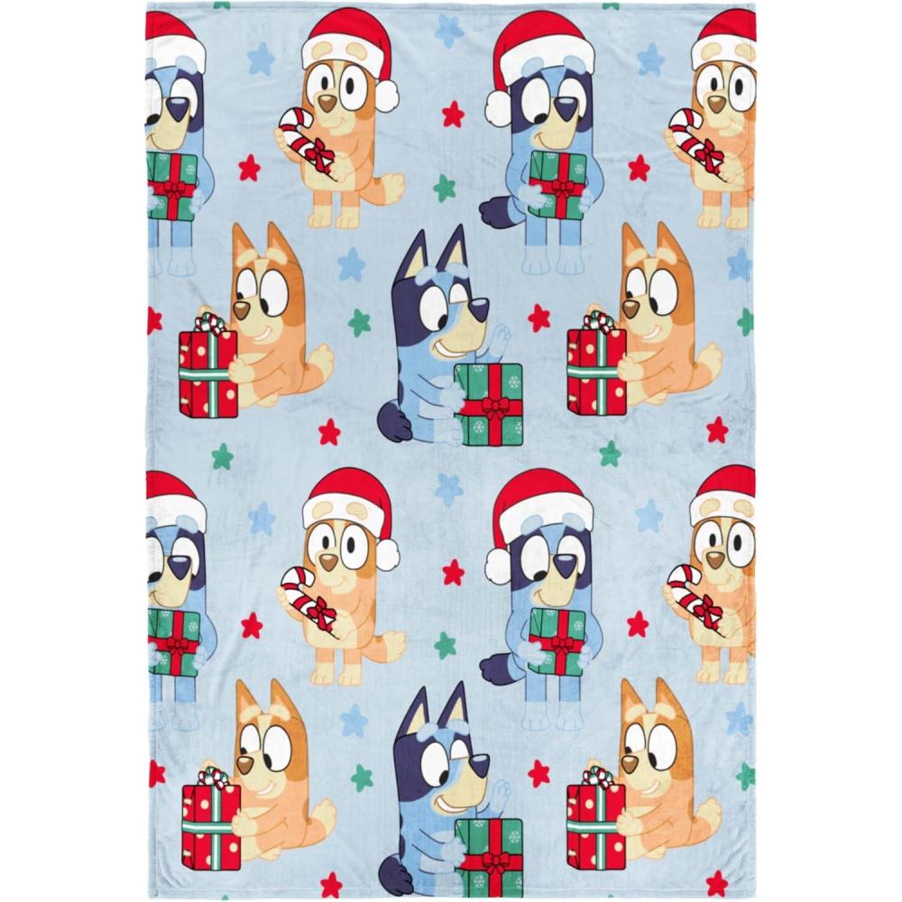 imageJay Franco Kids Christmas Plush Throw Blanket 40 x 50 Inch Soft ampamp Cozy Fleece Throw for Holiday Bedroom ampamp Couch Dcor Official Licensed Product Blue BlueyBlue Bluey