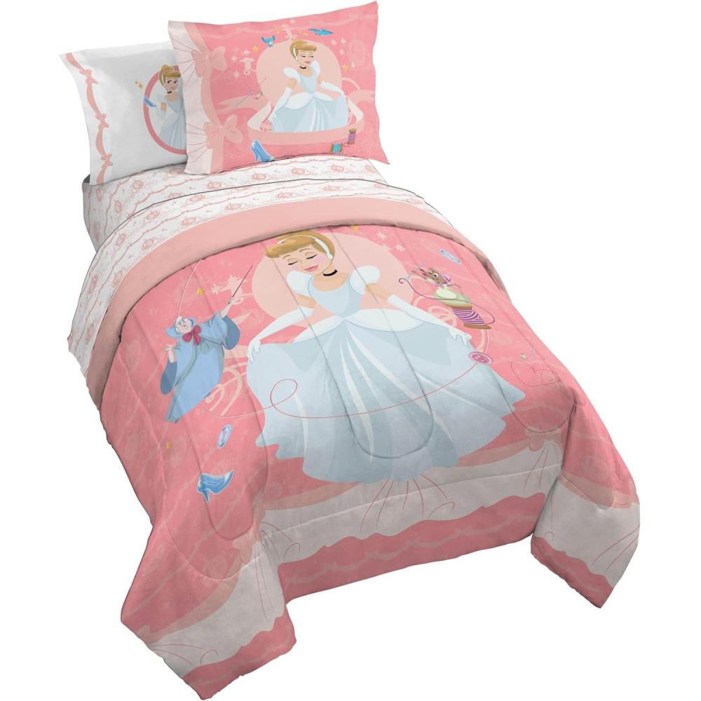 imageJay Franco Kids Comforter Set Includes Sheets and Pillow Covers Soft and Cozy Bed Set for Stylish Room Decor Blue Bluey ampamp Bingo 7 Piece FullPink Princess Cinderella
