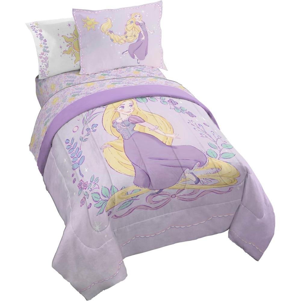 imageJay Franco Kids Comforter Set Includes Sheets and Pillow Covers Soft and Cozy Bed Set for Stylish Room Decor Blue Bluey ampamp Bingo 7 Piece FullPurple Disney Princess Rapunzel