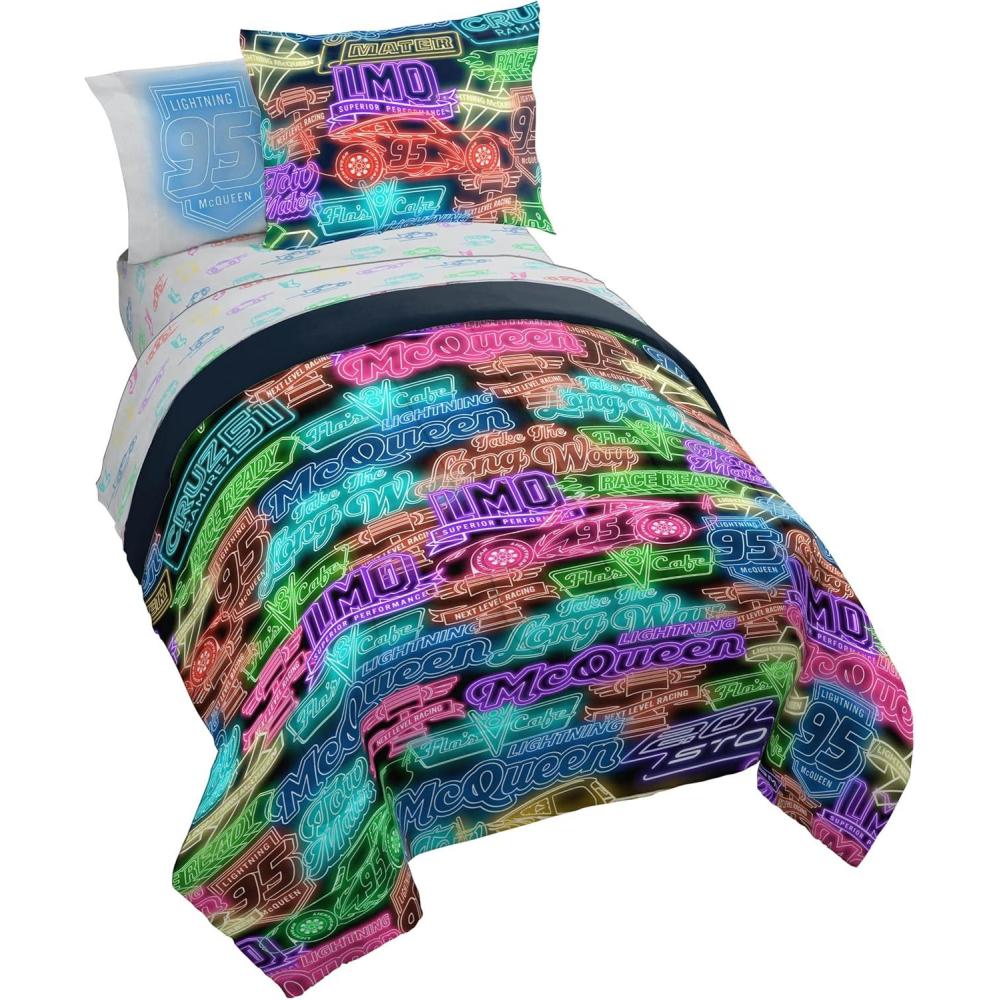 imageJay Franco Kids Comforter Set Includes Sheets and Pillow Covers Soft and Cozy Bed Set for Stylish Room Decor Pink Bluey 7 Piece Queen Size BeddingBlack Cars