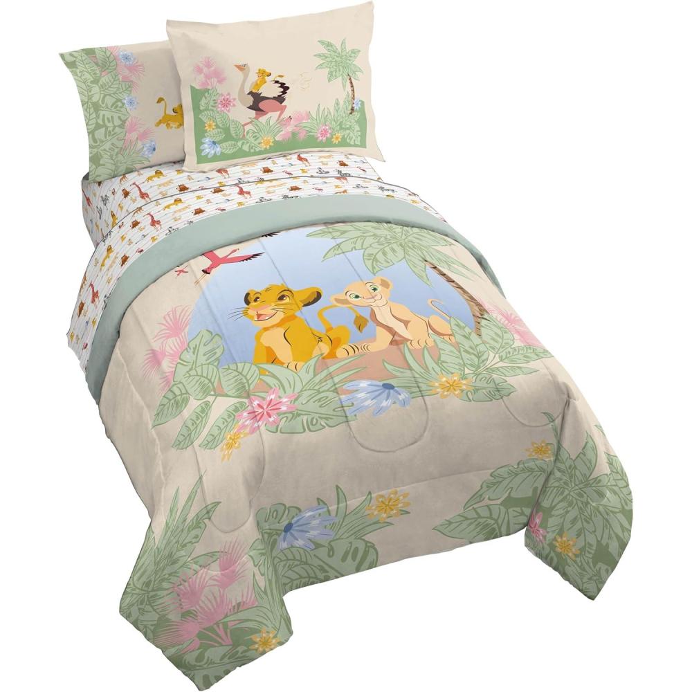 imageJay Franco Kids Comforter Set Includes Sheets and Pillow Covers Soft and Cozy Bed Set for Stylish Room Decor Pink Bluey 7 Piece Queen Size BeddingMulti Lion King