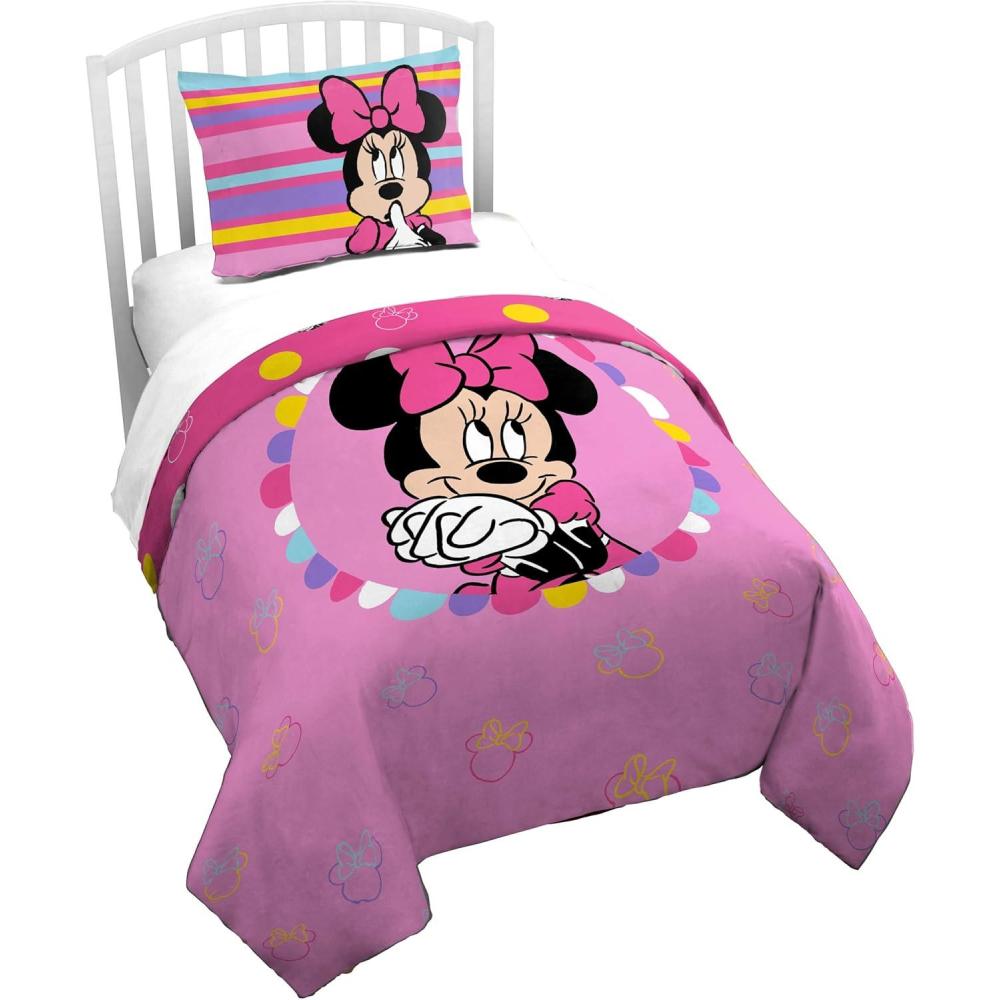 imageJay Franco Kids Duvet Cover Set 3 Piece Super Soft Bedding with Sham Pillowcase Cover ONLY Comforter Not Included Multi Bluey QueenPink Minnie Mouse