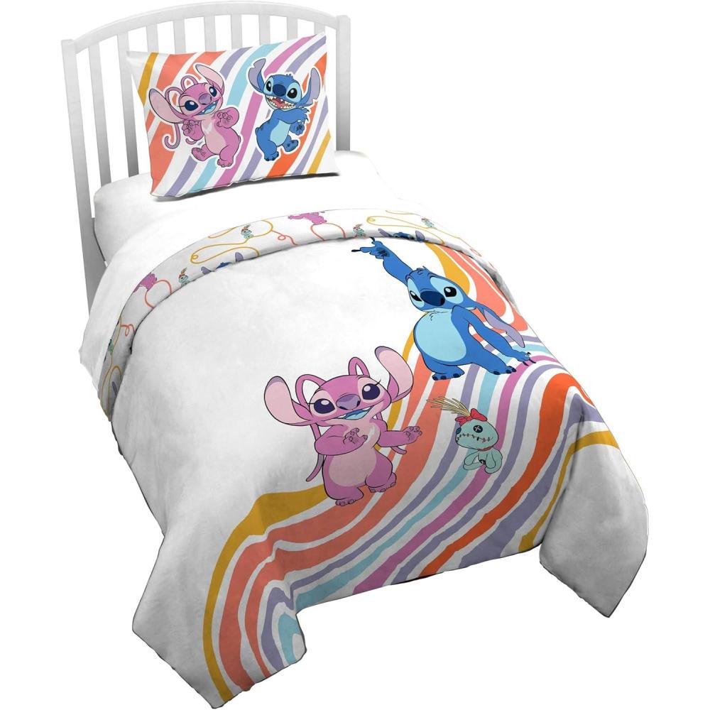 imageJay Franco Kids Duvet Cover Set 3 Piece Super Soft Bedding with Sham Pillowcase Cover ONLY Comforter Not Included Multi Bluey QueenWhite Lilo and Stitch