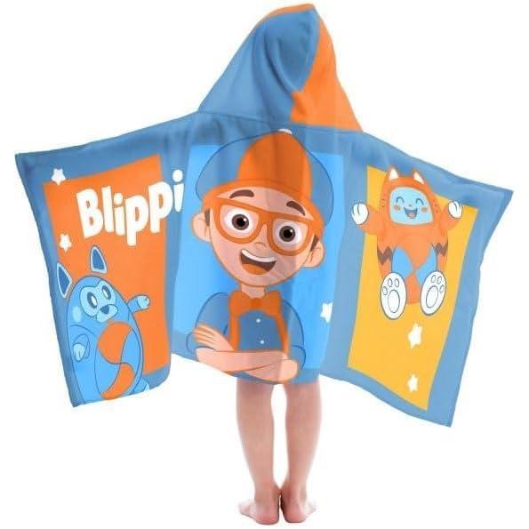 imageJay Franco Kids Hooded Towel 22quot x 51quot Super Soft Bath Wrap with 3D Hood Beach Pool ampamp Travel Official Licensed Product Blue BlueyBlue Blippi