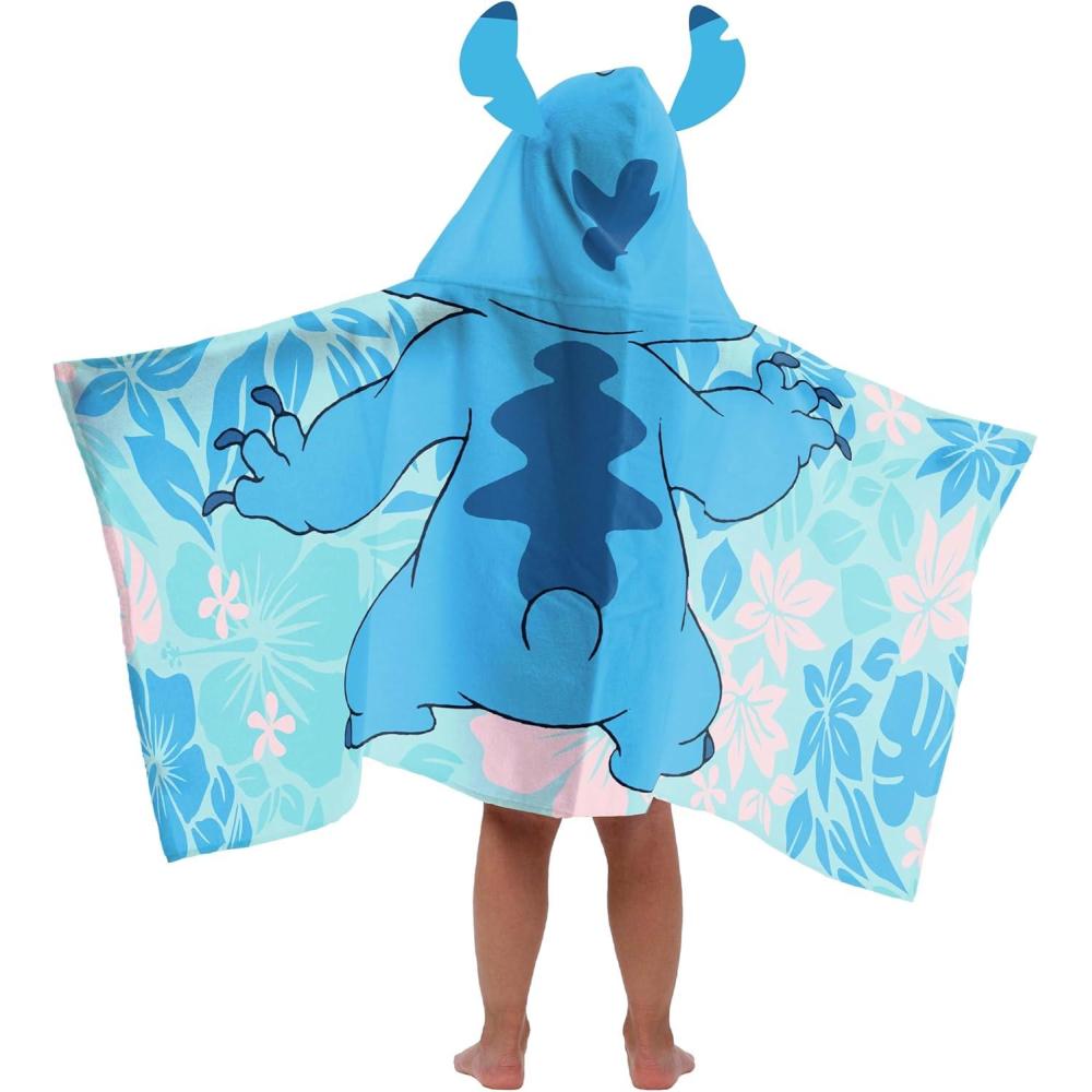 imageJay Franco Kids Hooded Towel 22quot x 51quot Super Soft Bath Wrap with 3D Hood Beach Pool ampamp Travel Official Licensed Product Blue BlueyBlue Lilo Stitch