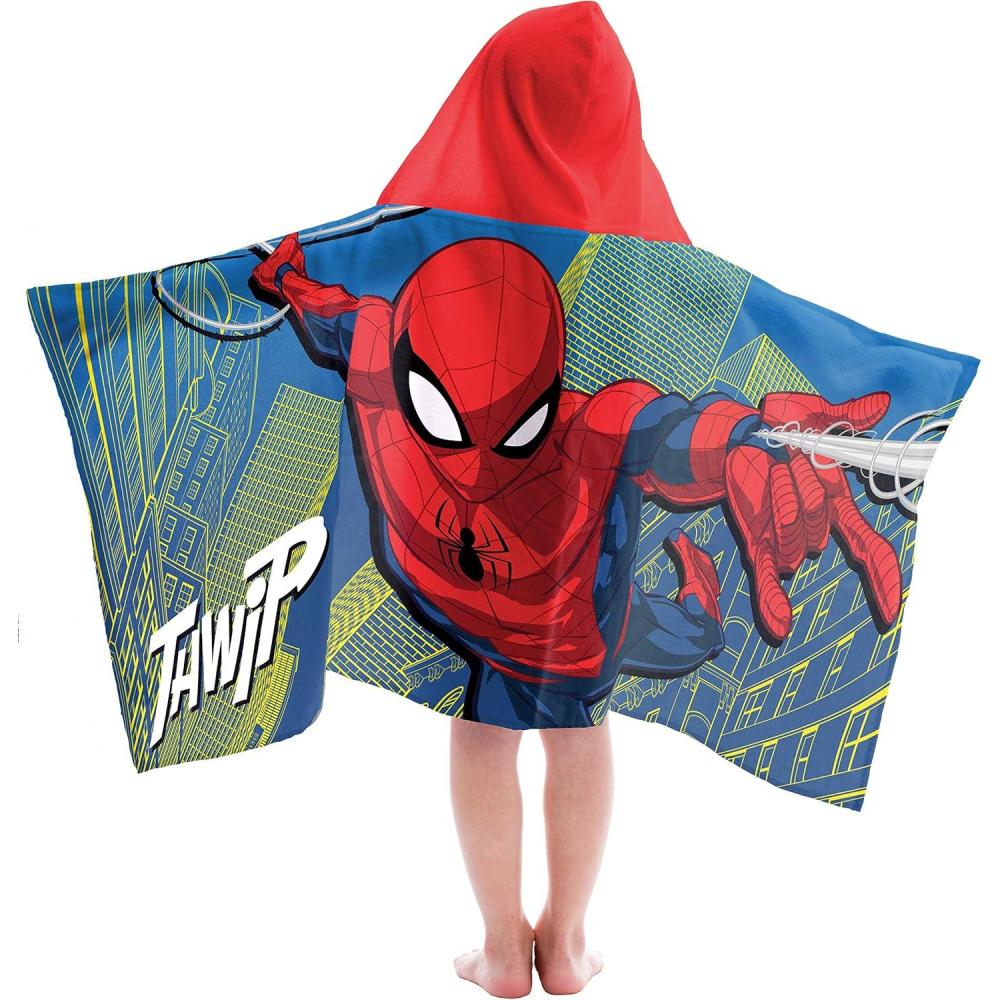imageJay Franco Kids Hooded Towel 22quot x 51quot Super Soft Bath Wrap with 3D Hood Beach Pool ampamp Travel Official Licensed Product Blue BlueyMulti Spiderman