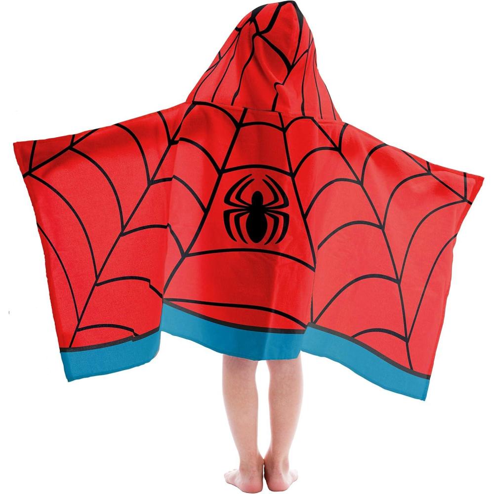 imageJay Franco Kids Hooded Towel 22quot x 51quot Super Soft Bath Wrap with 3D Hood Beach Pool ampamp Travel Official Licensed Product Blue BlueyRed Spiderman