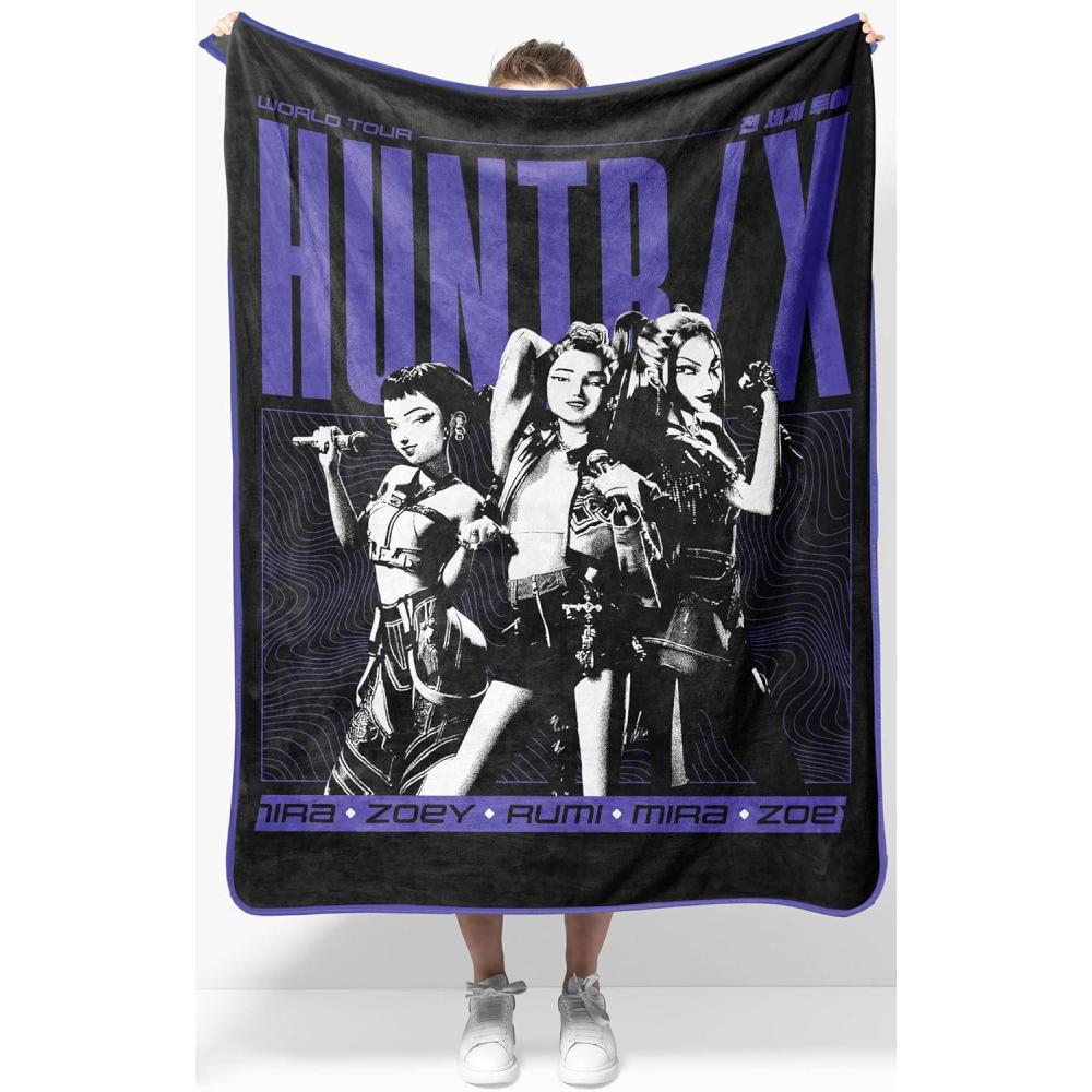 imageJay Franco Kids Plush Throw Blanket Soft ampamp Comfy Throw for Couch or Bed Cozy Home Dcor for Living Room ampamp Bedroom Blue Bluey 46x60 Throw BlanketBlack Huntrix