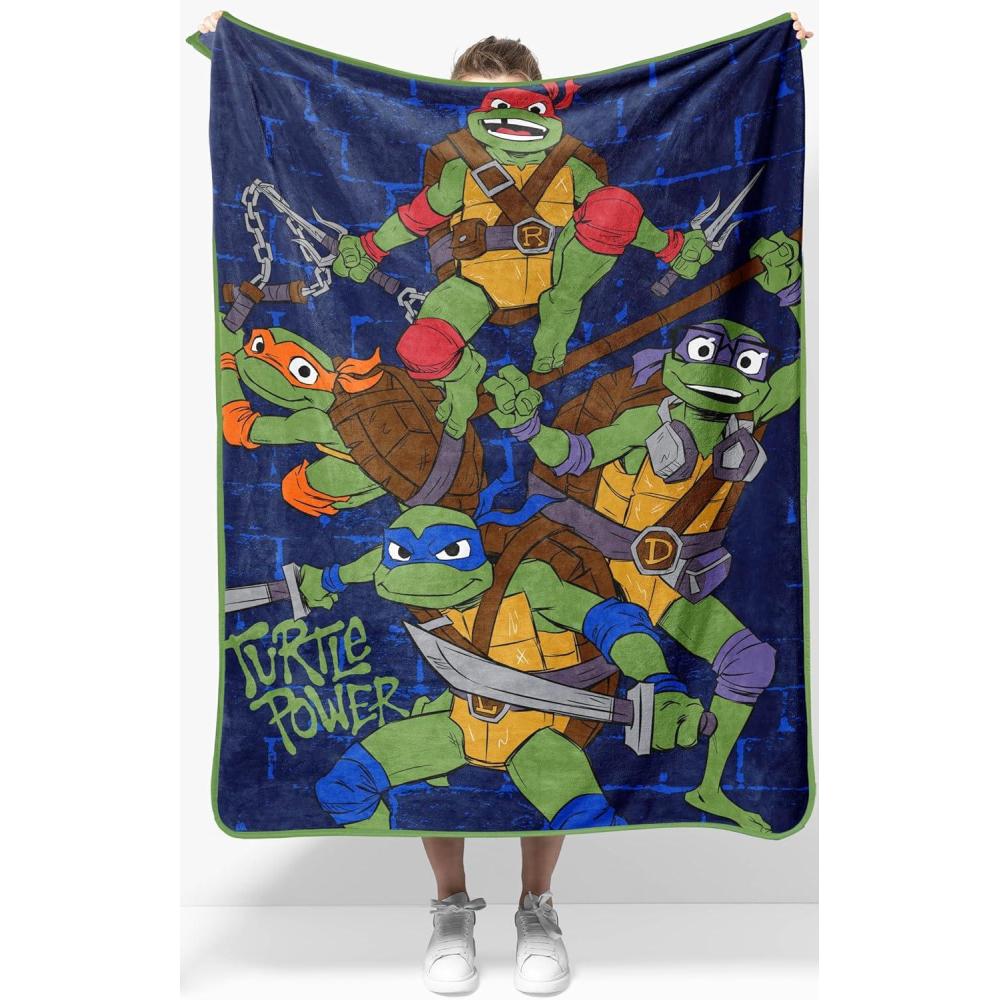 imageJay Franco Kids Plush Throw Blanket Soft ampamp Comfy Throw for Couch or Bed Cozy Home Dcor for Living Room ampamp Bedroom Blue Bluey 46x60 Throw BlanketBlue Teenage Mutant Ninja Turtles