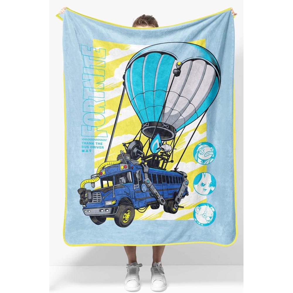 imageJay Franco Kids Plush Throw Blanket Soft ampamp Comfy Throw for Couch or Bed Cozy Home Dcor for Living Room ampamp Bedroom Blue Bluey 46x60 Throw BlanketBlue Fortnite