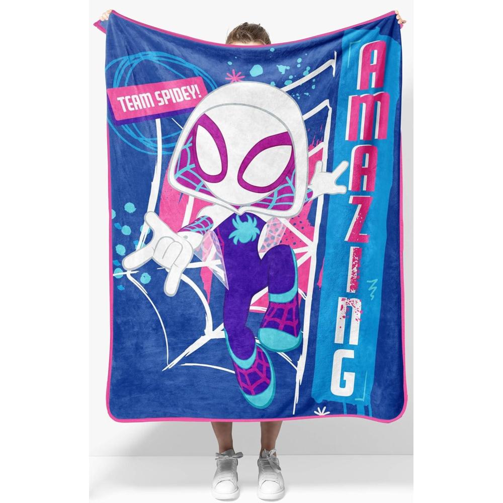 imageJay Franco Kids Plush Throw Blanket Soft ampamp Comfy Throw for Couch or Bed Cozy Home Dcor for Living Room ampamp Bedroom Multi Bluey 46x60 Throw BlanketBlue Ghost Spider