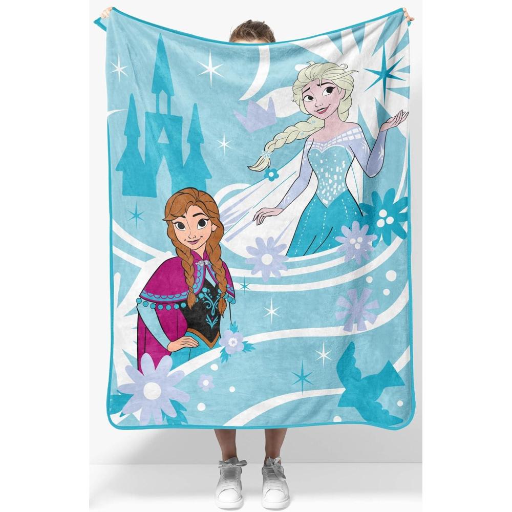 imageJay Franco Kids Plush Throw Blanket Soft ampamp Comfy Throw for Couch or Bed Cozy Home Dcor for Living Room ampamp Bedroom Pink Bluey 40x50 Travel BlanketBlue Frozen