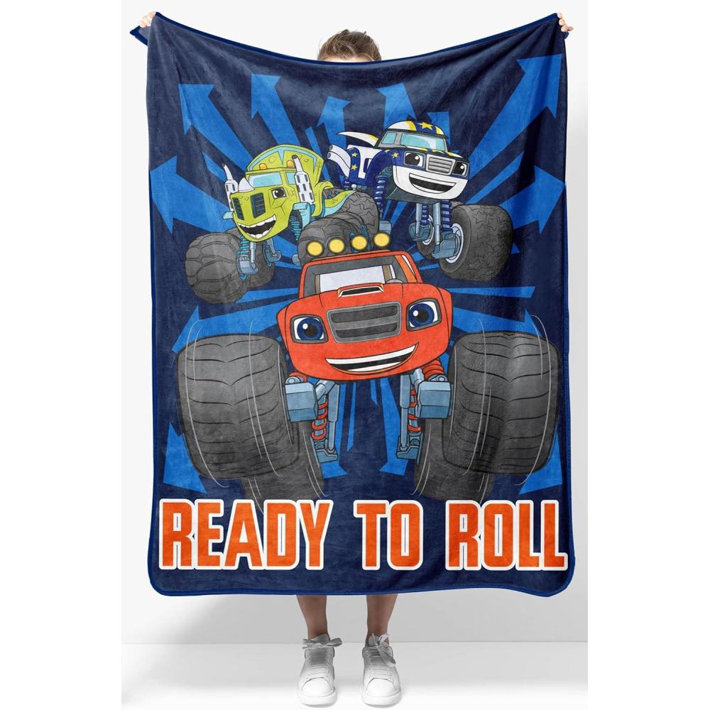 imageJay Franco Kids Plush Throw Blanket Soft ampamp Comfy Throw for Couch or Bed Cozy Home Dcor for Living Room ampamp Bedroom Pink Bluey 40x50 Travel BlanketBlue Blaze