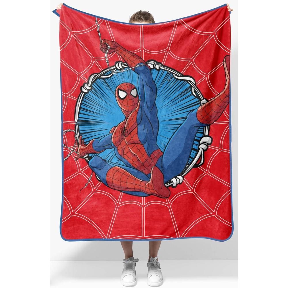 imageJay Franco Kids Plush Throw Blanket Soft ampamp Comfy Throw for Couch or Bed Cozy Home Dcor for Living Room ampamp Bedroom Pink Bluey 40x50 Travel BlanketRed Spiderman