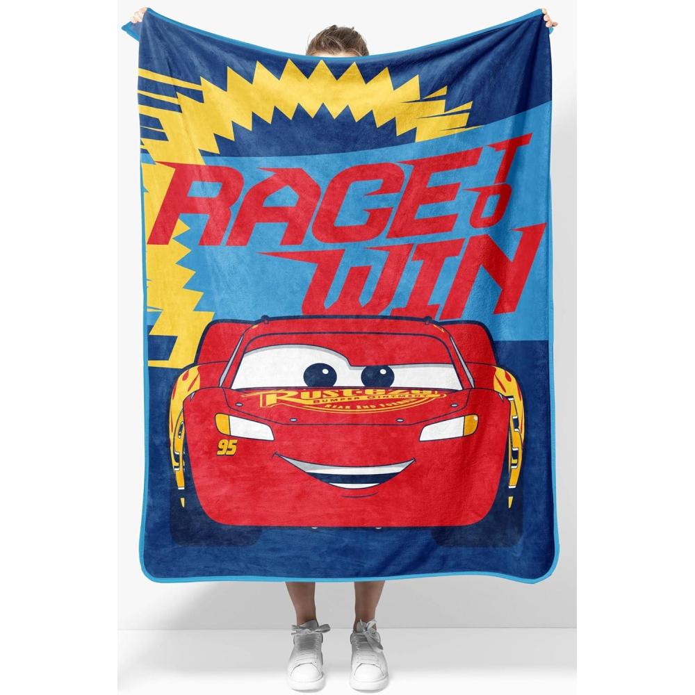 imageJay Franco Kids Plush Throw Blanket Soft ampamp Comfy Throw for Couch or Bed Cozy Home Dcor for Living Room ampamp Bedroom Pink Bluey 40x50 Travel BlanketBlue Cars