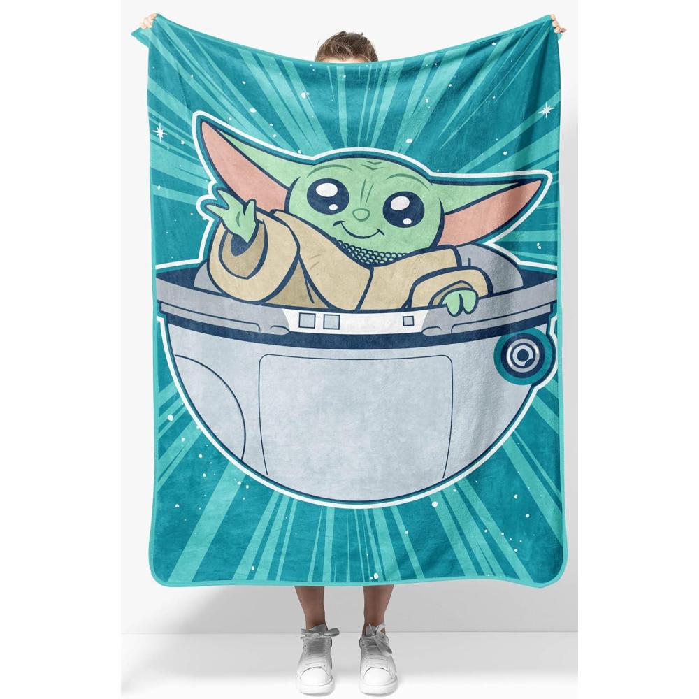 imageJay Franco Kids Plush Throw Blanket Soft ampamp Comfy Throw for Couch or Bed Cozy Home Dcor for Living Room ampamp Bedroom Pink Bluey 40x50 Travel BlanketTeal Mandalorian