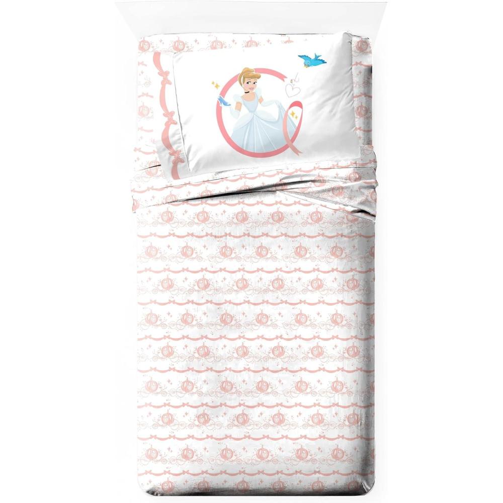 imageJay Franco Kids Sheet Set with Fitted Flat Sheets ampamp Pillow Cover UltraSoft Bedding with Pillowcase for Room Decor Blue Bluey ampamp Bingo 3 Piece ToddlerWhite Princess Cinderella