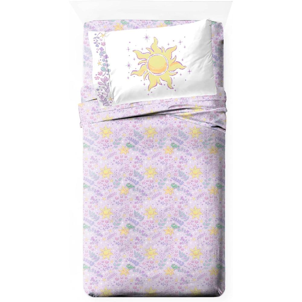 imageJay Franco Kids Sheet Set with Fitted Flat Sheets ampamp Pillow Cover UltraSoft Bedding with Pillowcase for Room Decor Blue Bluey ampamp Bingo 3 Piece ToddlerPurple Disney Princess Rapunzel