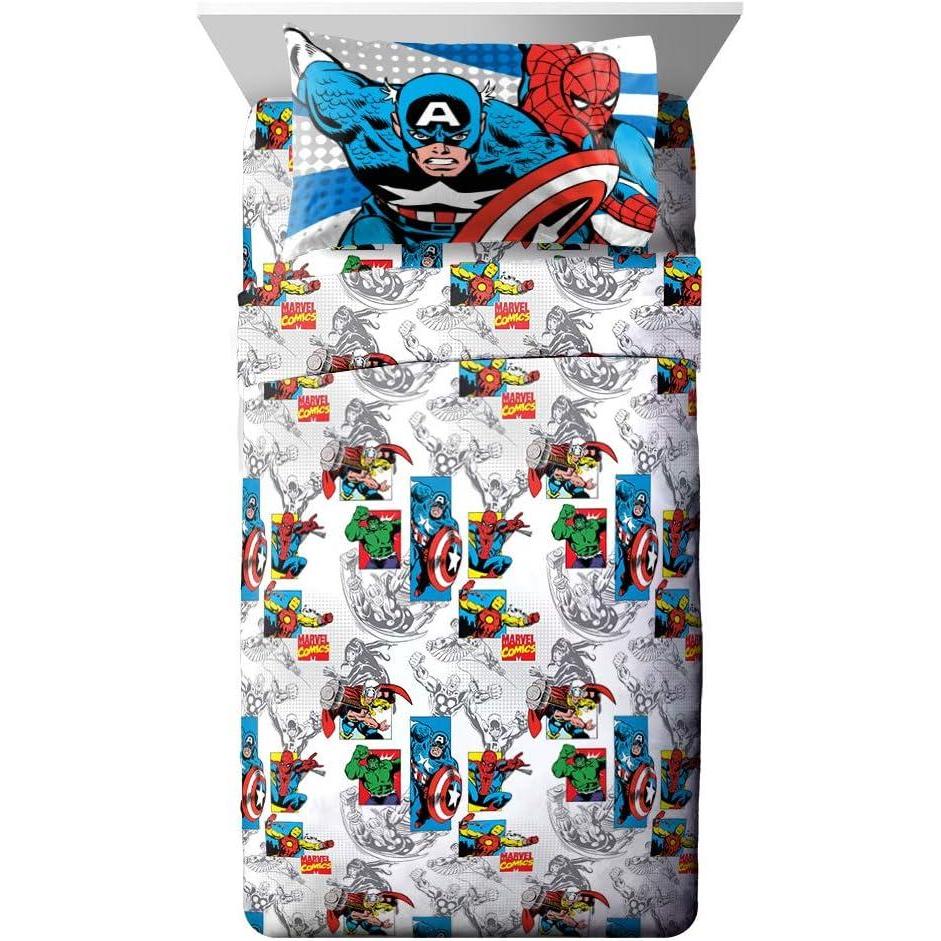 imageJay Franco Kids Sheet Set with Fitted Flat Sheets ampamp Pillow Cover UltraSoft Bedding with Pillowcase for Room Decor White Bluey 4 Piece FullGood Guys Blue