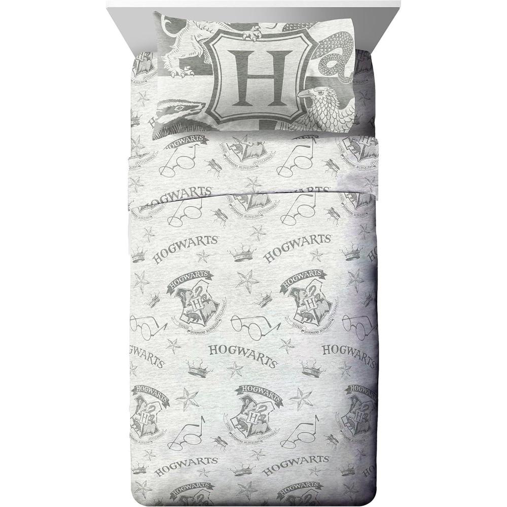 imageJay Franco Kids Sheet Set with Fitted Flat Sheets ampamp Pillow Cover UltraSoft Bedding with Pillowcase for Room Decor White Bluey 4 Piece FullHarry Potter