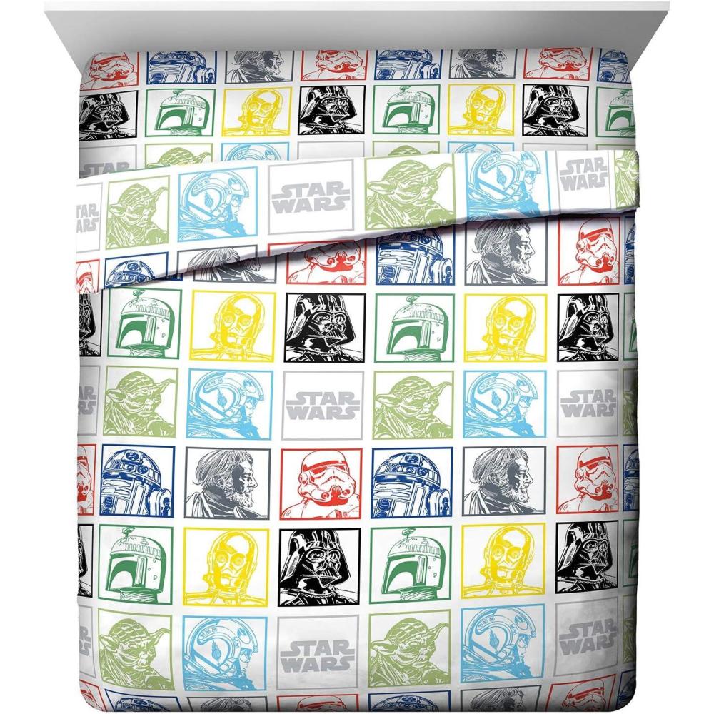 imageJay Franco Kids Sheet Set with Fitted Flat Sheets ampamp Pillow Cover UltraSoft Bedding with Pillowcase for Room Decor White Bluey 4 Piece FullMulti Star Wars