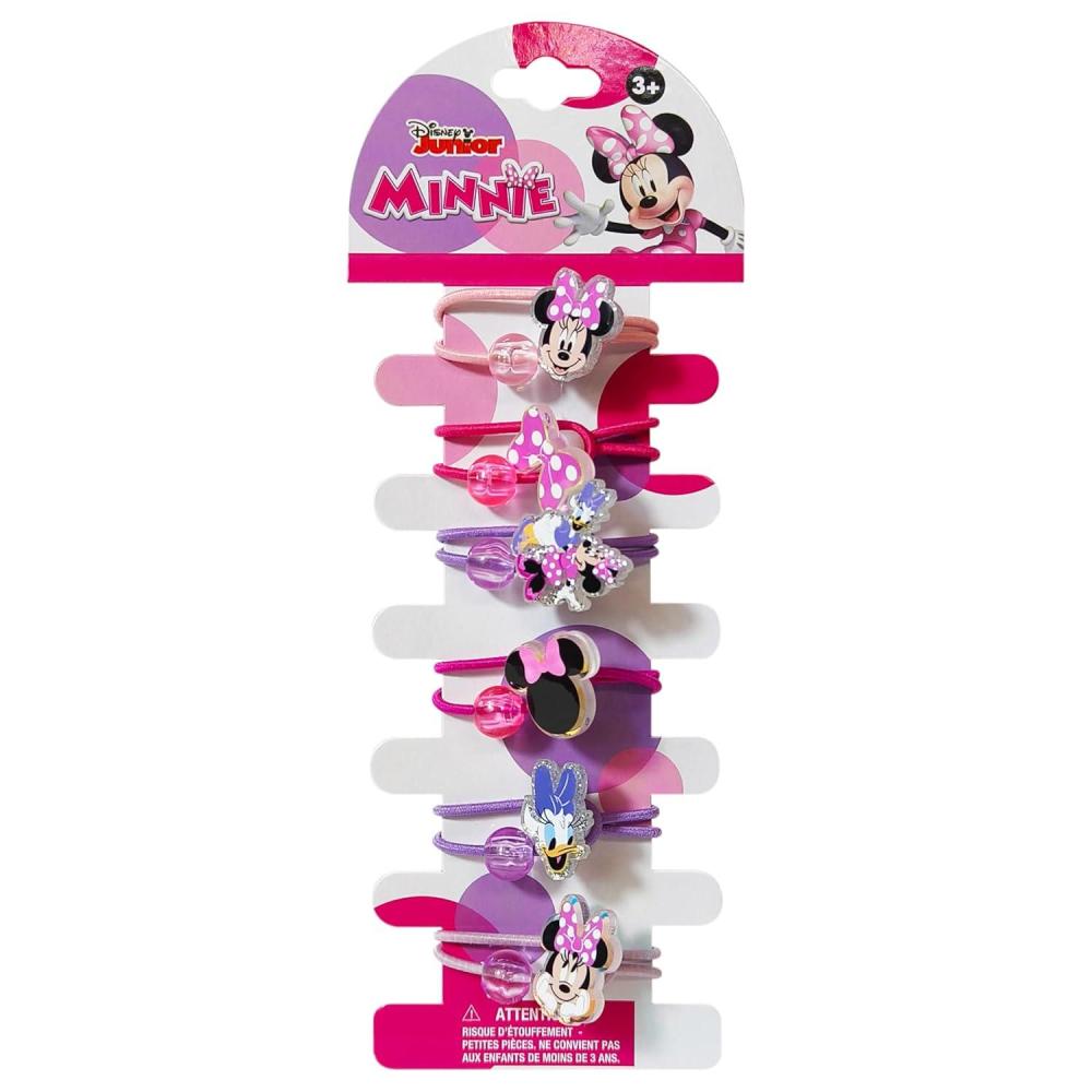 imageLUV HER Bluey Elastic Hair Ties for Girls Multicolored Durable Elastic Pack of 6 Ideal Hair Accessories for Ponytails ampamp Buns Ages 3Minnie Pink Purple
