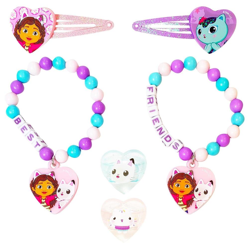 imageLUV HER Bluey Girls BFF 6 Piece Toy Jewelry Box Set with 2 Rings 2 Bead Bracelets and Snap Hair Clips Ages 3BFF Set 2