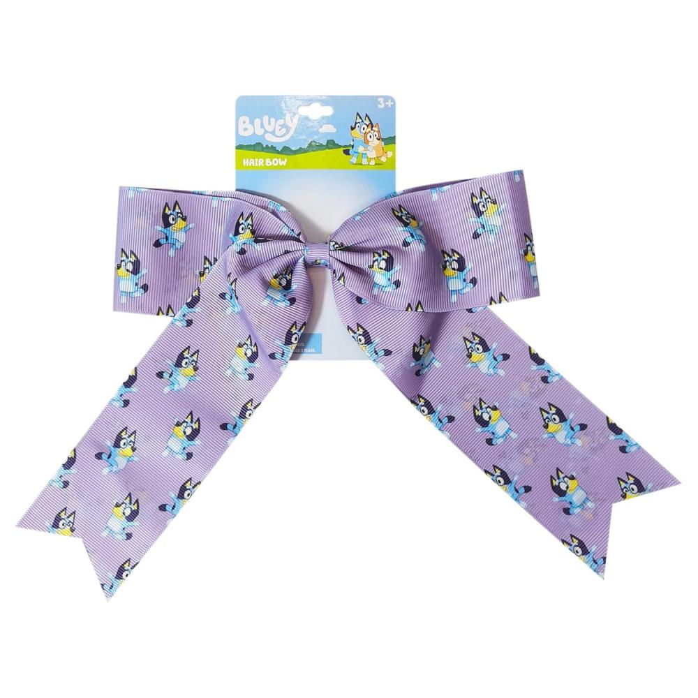 imageLUV HER Bluey Hair Bows For Girls One Large Printed Hair Bow Featuring your Favorite Bluey Characters Alligator Clip Large Bows for Daily Styling or Special Occasions Ages 3