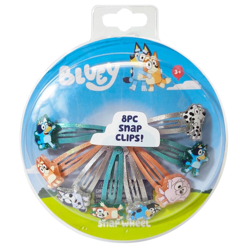 imageLUV HER Bluey Hair Clips for Girls Snap Clips 8 Pack Multi Color Ages 3