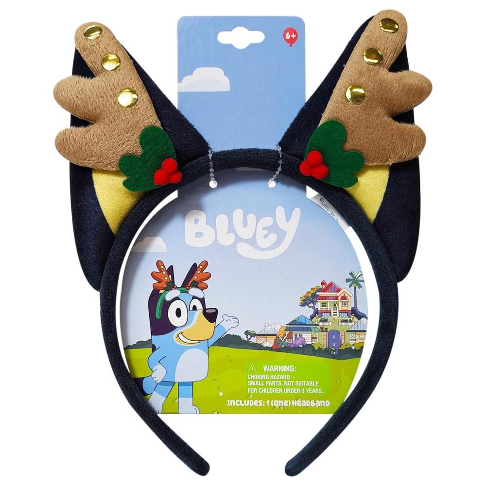 imageLUV HER Christmas Bluey Ears Reindeer Antler Plush Headband Ages 3