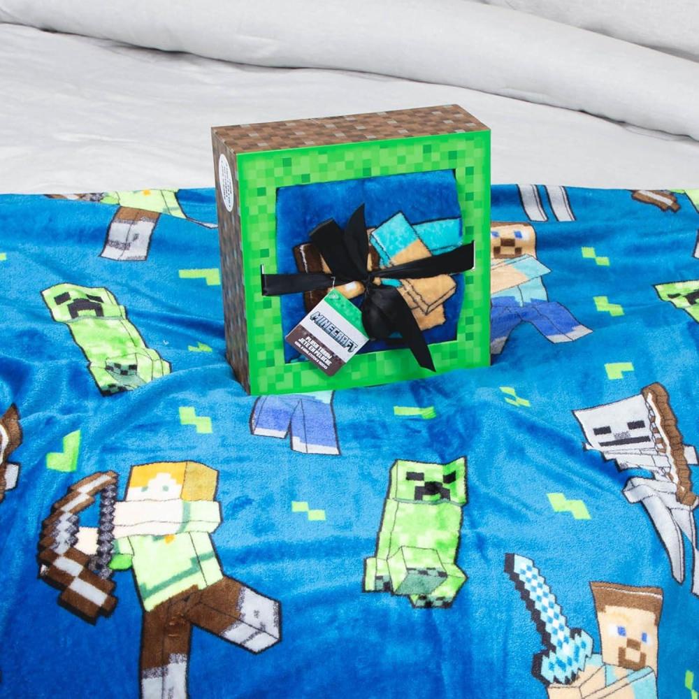 imageMonster Jam Throw Blanket with Gift Box Throw Measures 46 x 60 Inches Super Soft Special EditionBlue Minecraft