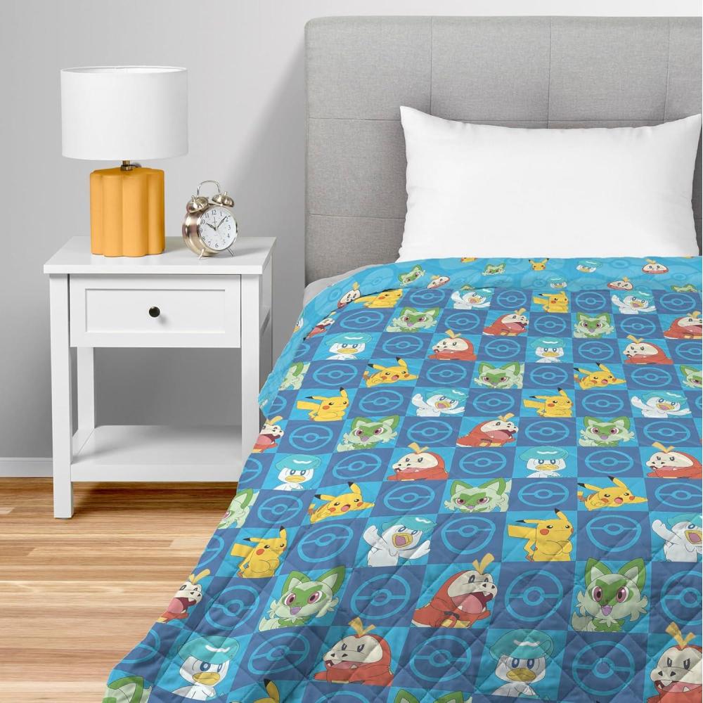 imageNorthwest Bluey Balloon Celebration Quilted Throw Blanket  Official Cartoon Throw Blanket Featuring Bluey for Adults Boys Girls Bed Couch or Playroom 60 x 80 InchesPower Squares