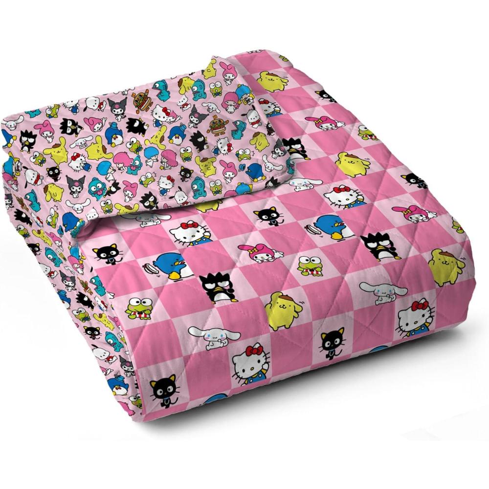 imageNorthwest Bluey Balloon Celebration Quilted Throw Blanket Official Cartoon Throw Blanket Featuring Bluey for Adults Boys Girls Bed Couch or Playroom 60 x 80 InchesHello Kitty Friends