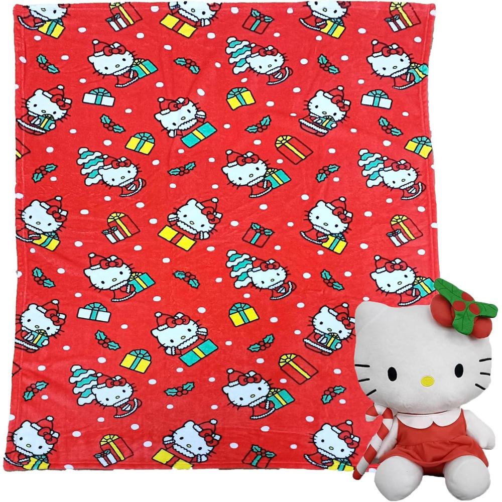 imageNorthwest Character Hugger Pillow ampamp Silk Touch Throw Blanket Set 40quot x 50quot Bluey Festive SweatersHello Kitty Gifty Kitty