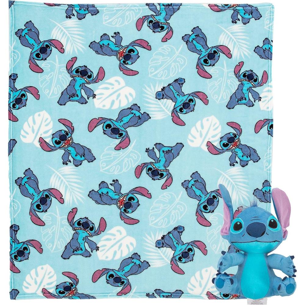 imageNorthwest Character Hugger Pillow ampamp Silk Touch Throw Blanket Set 40quot x 50quot Bluey Festive SweatersLilo Stitch Classic Palms