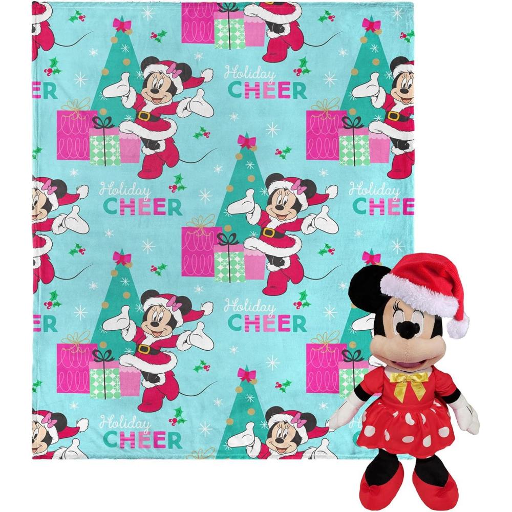imageNorthwest Character Hugger Pillow ampamp Silk Touch Throw Blanket Set 40quot x 50quot Bluey Festive SweatersMickey Mouse Holiday Joy