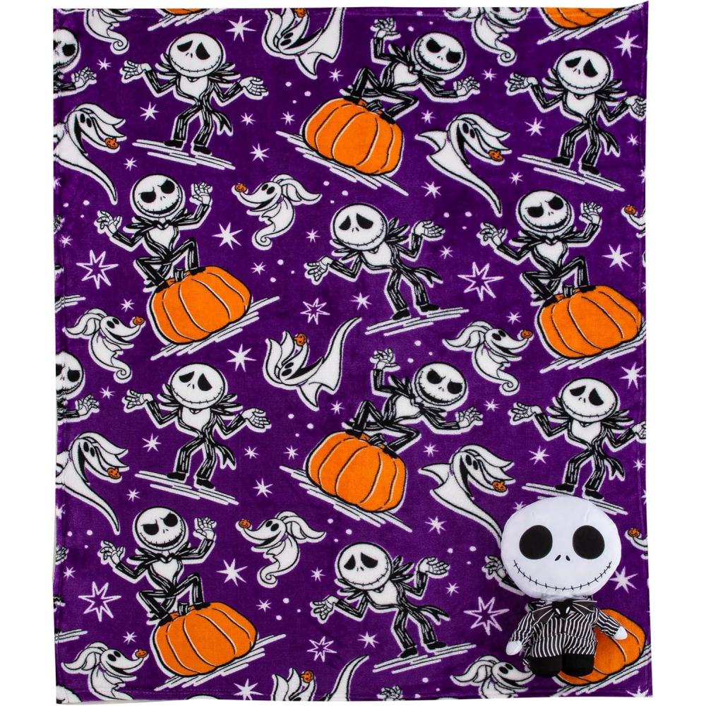 imageNorthwest Character Hugger Pillow ampamp Silk Touch Throw Blanket Set 40quot x 50quot Bluey Festive SweatersNightmare Before Christmas Jack Smackdown