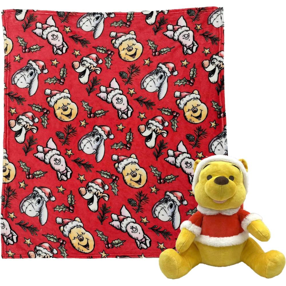 imageNorthwest Character Hugger Pillow ampamp Silk Touch Throw Blanket Set 40quot x 50quot Bluey Festive SweatersWinnie the Pooh Festive Friends