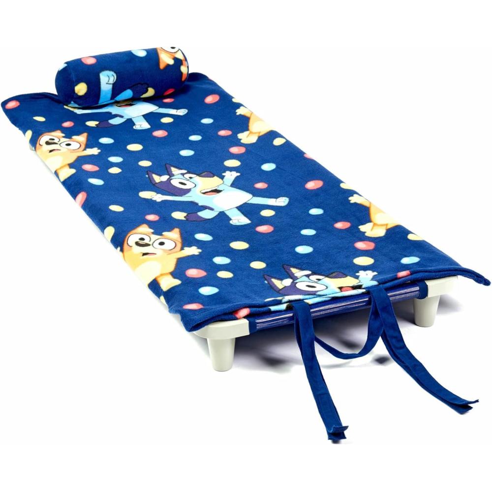imageROLLEE POLLEE Soft Rollup Nap Mat with Pillow Comfy Kids Sleeping Bag Elastic Strap for Cot Fleece Throw SetHooray Bluey