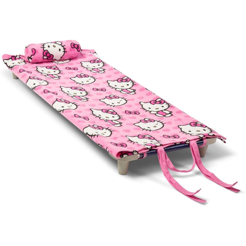 imageROLLEE POLLEE Soft Rollup Nap Mat with Pillow Comfy Kids Sleeping Bag Elastic Strap for Cot Fleece Throw SetI Love Pink