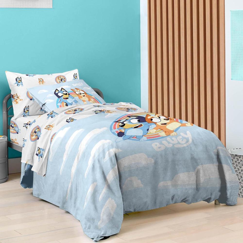 imageSaturday Park Bluey and Bingo Rainbow Clouds Twin Bed Set 5 Piece 100 Organic Cotton Bedding with Duvet Cover and Sheets GOTS ampamp OekoTEX CertifiedBlue Bluey