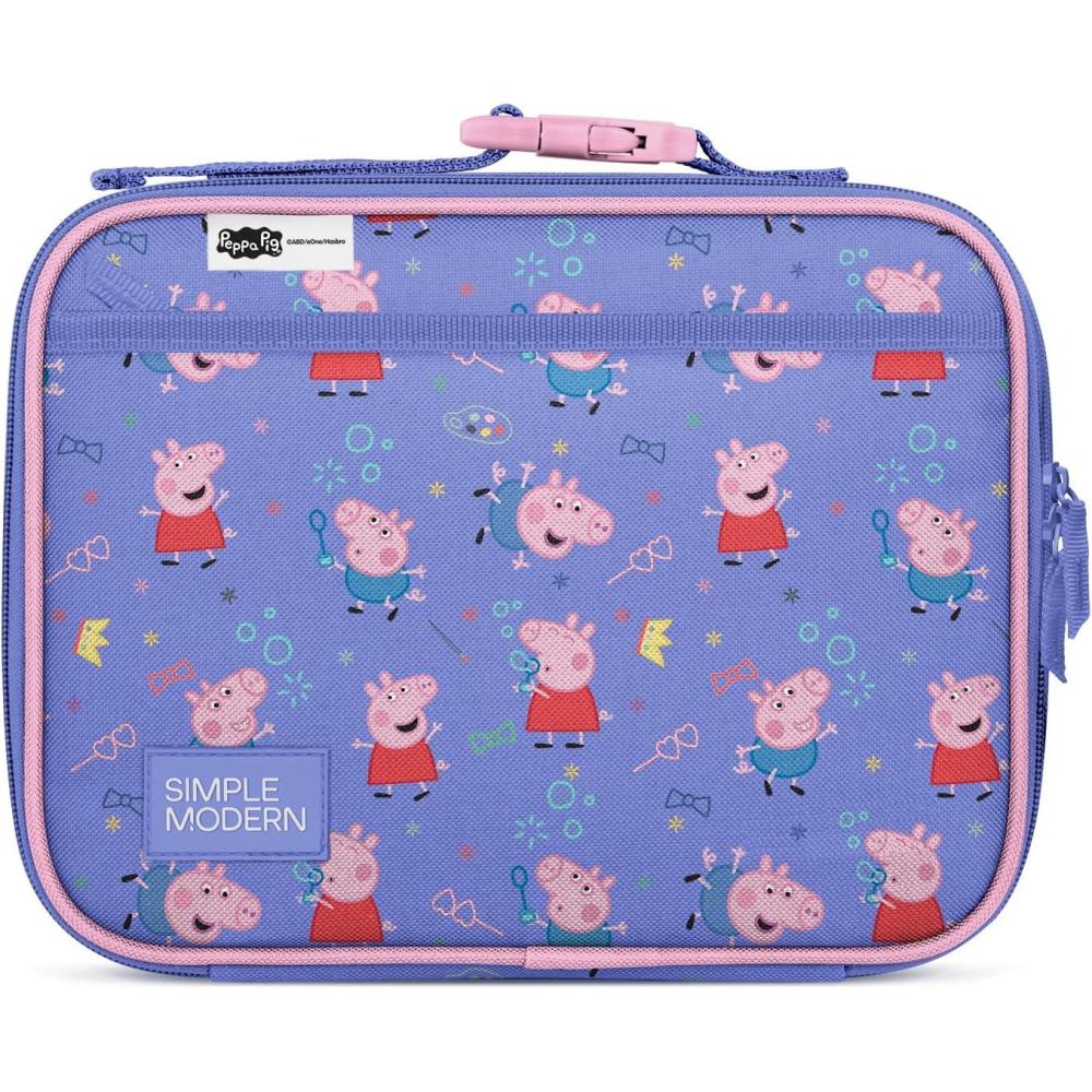 imageSimple Modern Bluey Kids Lunch Box for Toddler Reusable Insulated Bag for Girls Meal Containers for School with Exterior and Interior Pockets Hadley Collection Bluey SkyPeppa Pig Bubbles
