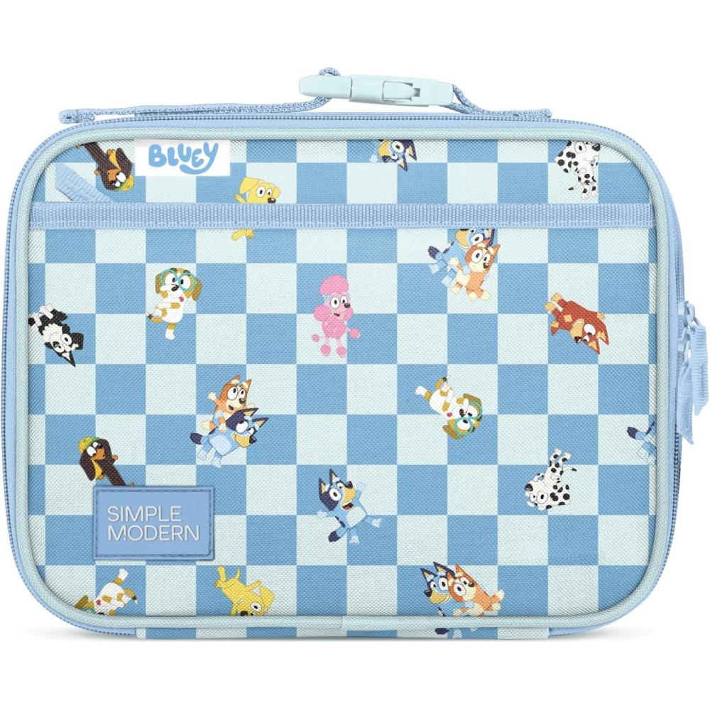 imageSimple Modern Bluey Kids Lunch Box for Toddler Reusable Insulated Bag for Girls Meal Containers for School with Exterior and Interior Pockets Hadley Collection Bluey SkyBluey Checkmate