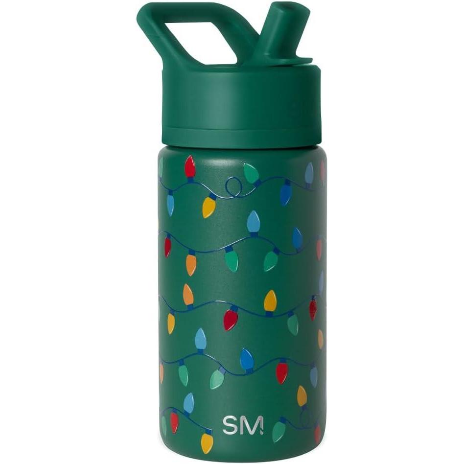 imageSimple Modern Holiday Bluey 40 oz Trek Tumbler with Handle and Straw Lid Cup Holder Friendly Insulated Stainless Steel Travel Mug Bluey Christmas MorningVintage Lights on Green
