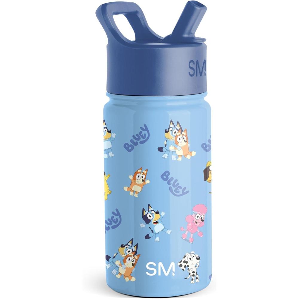 imageSimple Modern Kids Summit Water Bottle with Straw Lid  Bluey 14oz Stainless Steel Cup Insulated Tumbler for Toddlers School Bluey CheckmateBluey Bluetastic Day
