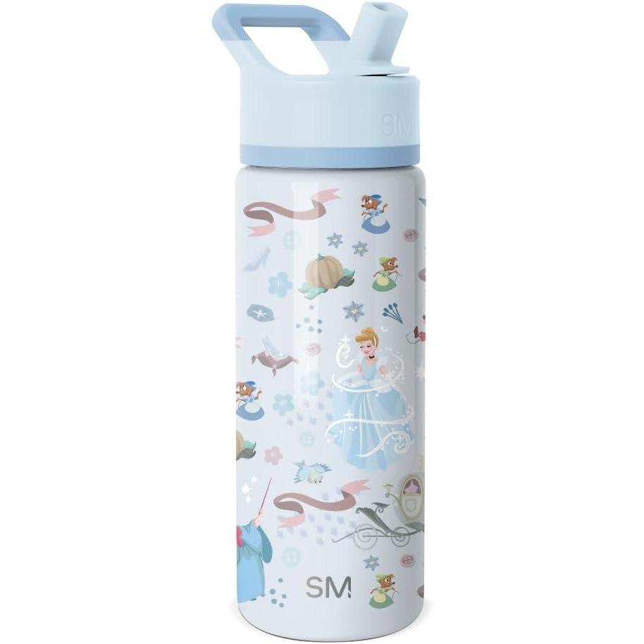 imageSimple Modern Kids Summit Water Bottle with Straw Lid Bluey 14oz Stainless Steel Cup Insulated Tumbler for Toddlers School Bluey CheckmateDisneyCinderella Floral Wishes