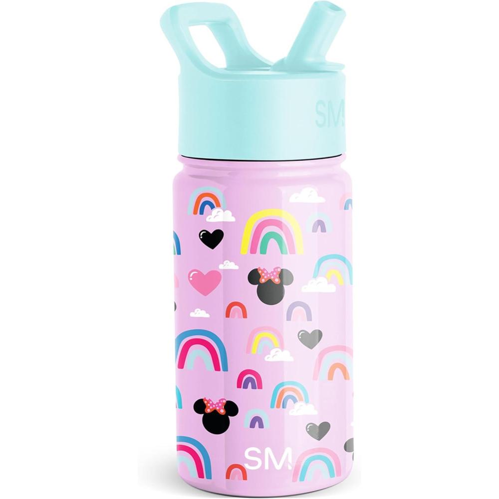 imageSimple Modern Kids Summit Water Bottle with Straw Lid Bluey 14oz Stainless Steel Cup Insulated Tumbler for Toddlers School Bluey CheckmateDisneyMinnie Mouse Purple Rainbows