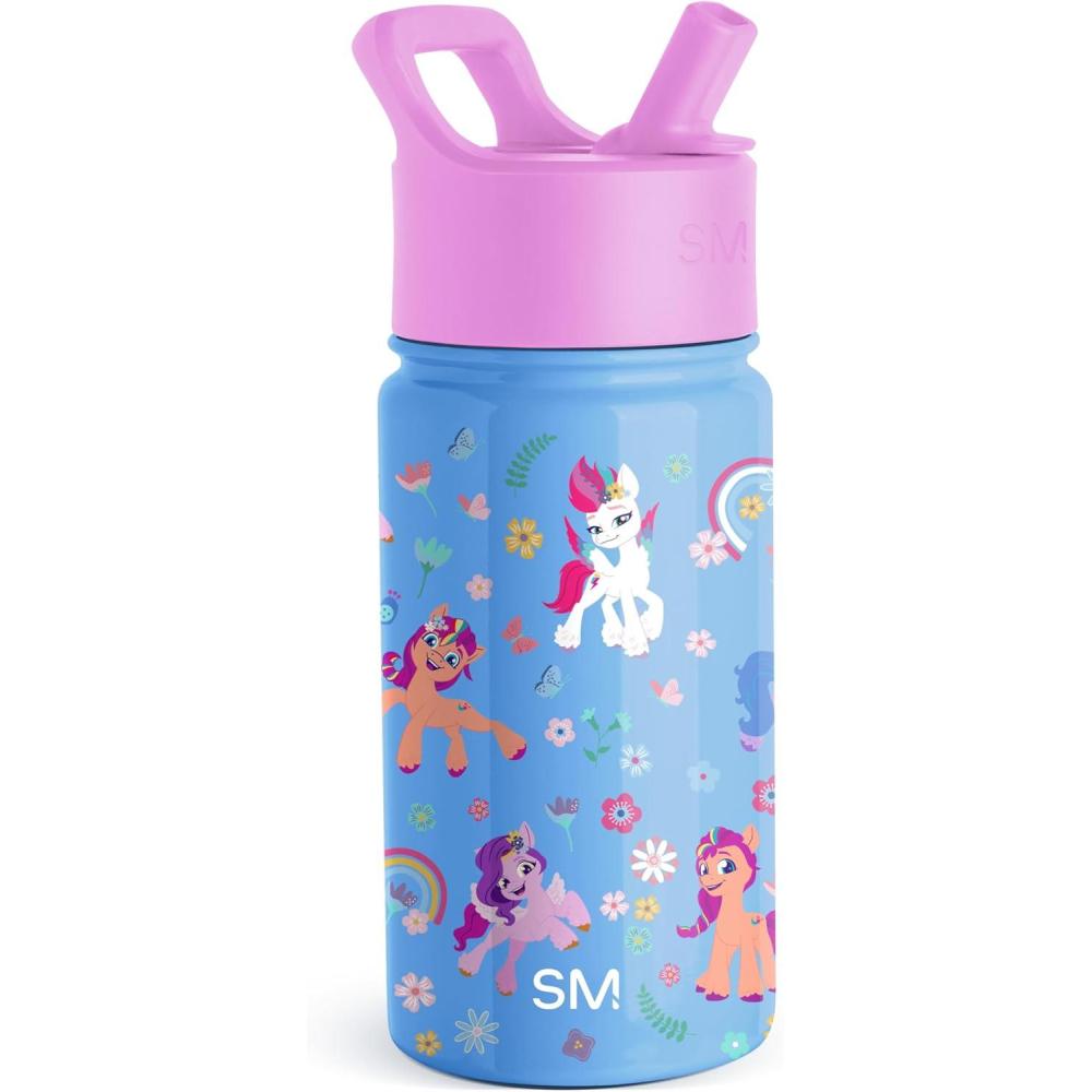 imageSimple Modern Kids Summit Water Bottle with Straw Lid Bluey 14oz Stainless Steel Cup Insulated Tumbler for Toddlers School Bluey CheckmateMy Little Pony Garden of Rainbows
